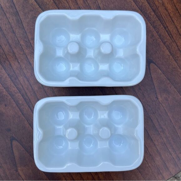 2 Ceramic Egg Carton Holders Each Holds 6 Eggs 🥚🐣 excellent condition - Picture 3 of 4
